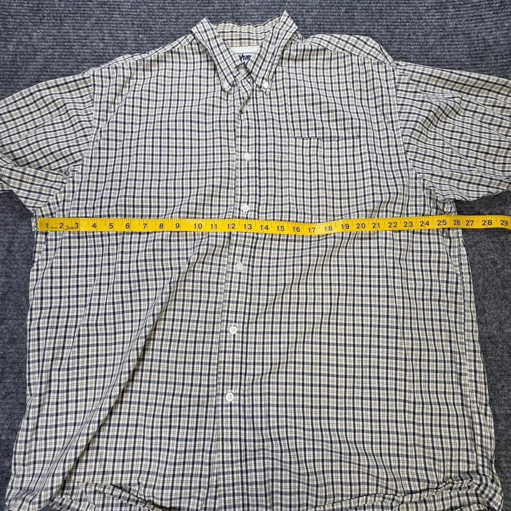 Wrangler Hero Button Down Shirt Men's‎ Size XL Navy Yellow Plaid Short Sleeve
